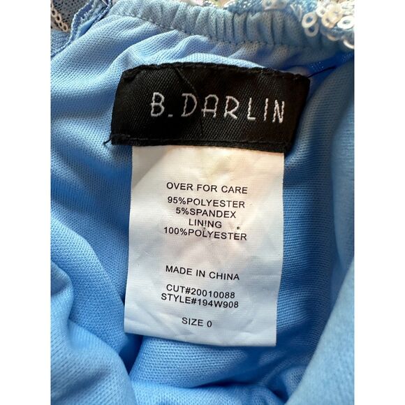 Vintage B. Darlin Blue White Open Back Sparkly Fairy Maxi Gown Size 0 - Picture 6 of 8